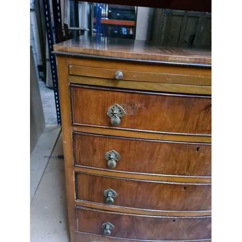 355 - A walnut bow fronted chest of four drawers - approx. 77cm wide x 83cm high x 51cm deep