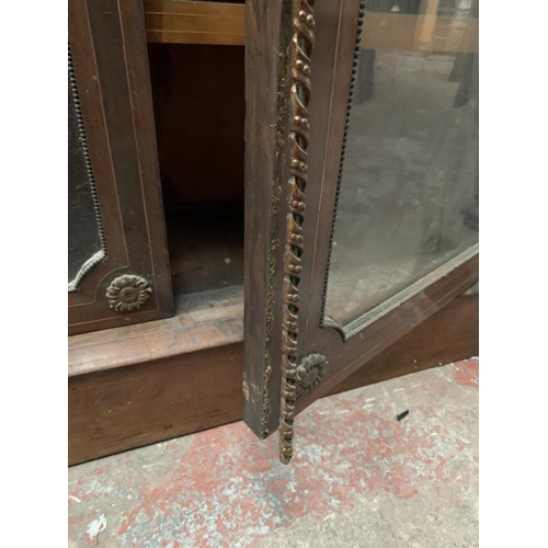 363 - A Victorian inlaid burr walnut display cabinet with gilt metal decoration - approx. 126cm wide x 111... 