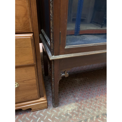 366 - An Edwardian mahogany display cabinet - approx. 168cm high x 91cm wide x 38cm deep