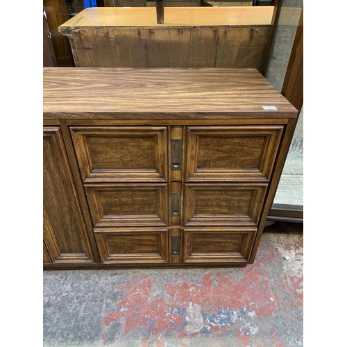 378 - A large heavy rosewood effect sideboard