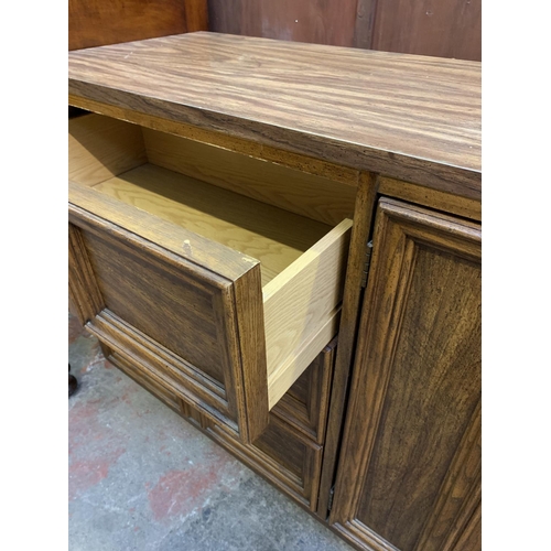 378 - A large heavy rosewood effect sideboard