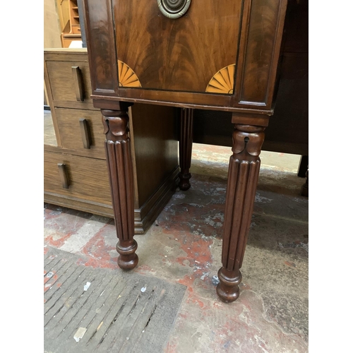 379 - A large George IV inlaid mahogany buffet/sideboard on reeded supports, circa 1825 - approx. 222cm wi... 