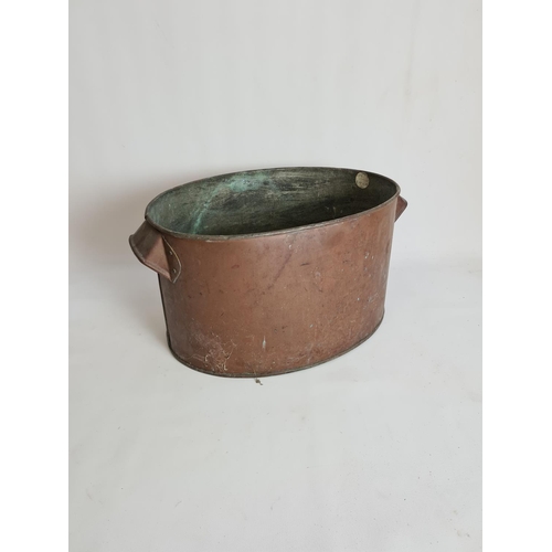 97 - A 19th century copper oval twin handled coal bucket - approx. 44cm wide excluding handles and 32cm d... 