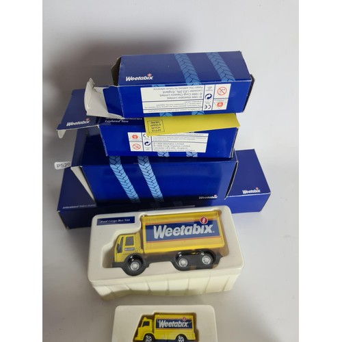 125 - Four Corgi Weetabix diecast vehicles to include articulated Volvo lorry, Leyland van, Leyland truck ... 