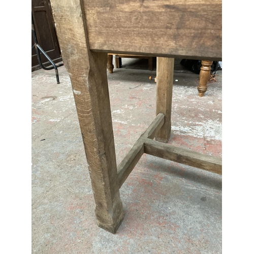 418 - An early 20th century oak refectory dining table base - 173cm long x 65cm wide x 73cm high