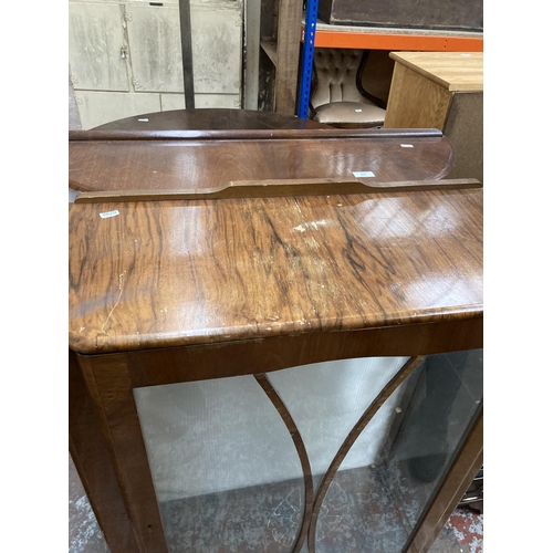 455 - Two vintage walnut display cabinets