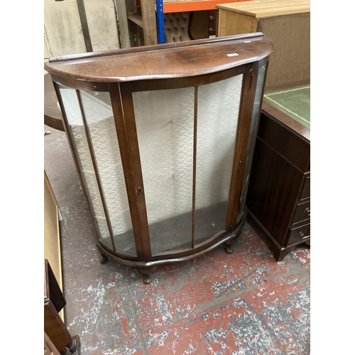 455 - Two vintage walnut display cabinets