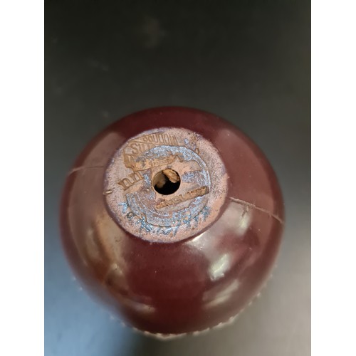 9 - A late 19th century Doulton Lambeth Silicon Ware cricket ball match holder/striker with hallmarked C... 