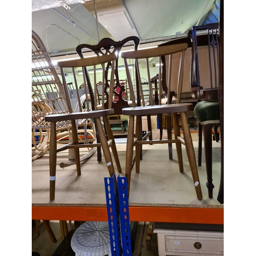 400 - Six various dining chairs to include a pair of H.J Berry spindle back chairs, pair of Edwardian maho... 