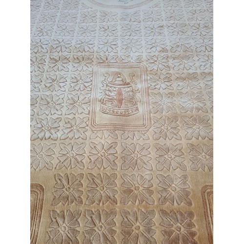 204A - A large Chinese silk and tassel rug - approx. 241cm long x 155cm wide and a matching hall runner - a... 