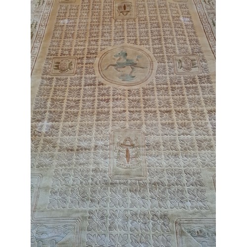 204A - A large Chinese silk and tassel rug - approx. 241cm long x 155cm wide and a matching hall runner - a... 