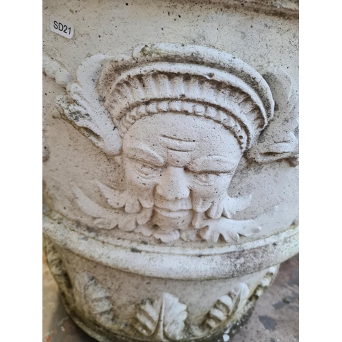 1245 - A large cast stone garden planter approx. 28