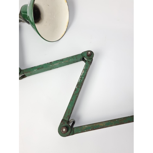 102 - A 1950s green enamel machinists work lamp