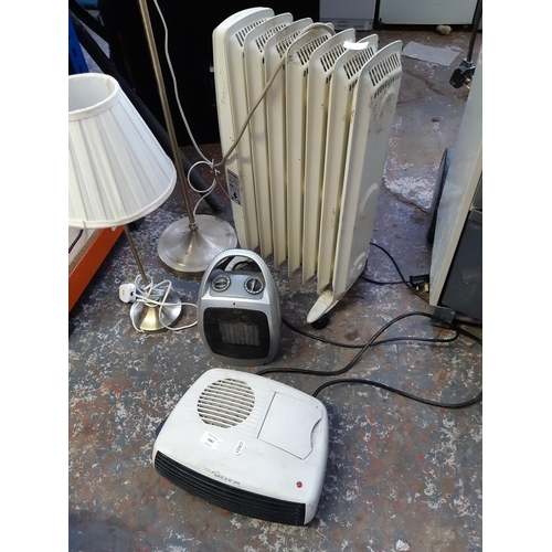 1067 - Three various heaters, one Challenge fan, one Dimplex electric radiator and one B&Q ceramic