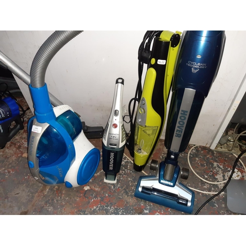 1086 - Four items, one blue and grey Hoover upright bagless cordless vacuum cleaner (no charger), one H2O s... 