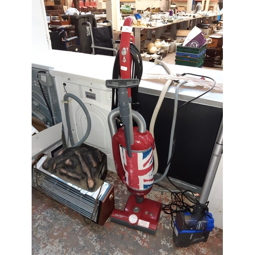 1088 - A red and grey Sebo Felix upright vacuum cleaner with Union Jack design