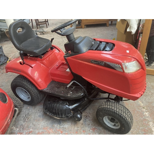 1123 - A red Mountfield 1538M ride on tractor lawnmower with 12.5hp Briggs & Stratton engine, electric star... 