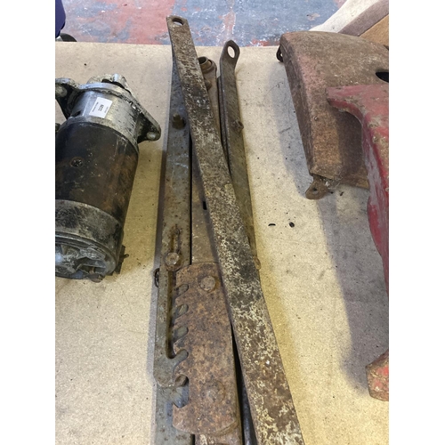 1139 - A selection of vintage Massey Ferguson 35 spares to include starter motor with 3 bolt fixing and 10 ... 