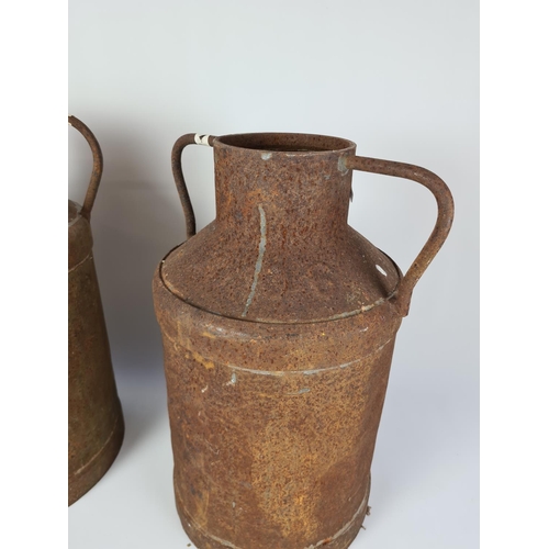 114 - Two vintage galvanised milk churns - approx. 50cm high