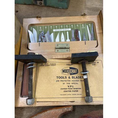 1182 - A mixed lot of vintage hand tools to include boxed Stanley No. 50 wood plane, Rabone Chesterman wood... 