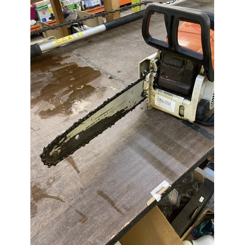 1215 - An orange and cream Stihl MS170 petrol chainsaw with 11