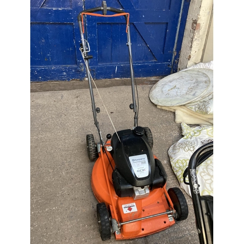 1222 - A black and orange Husqvarna LB553S professional petrol lawnmower with Honda GCK170 engine