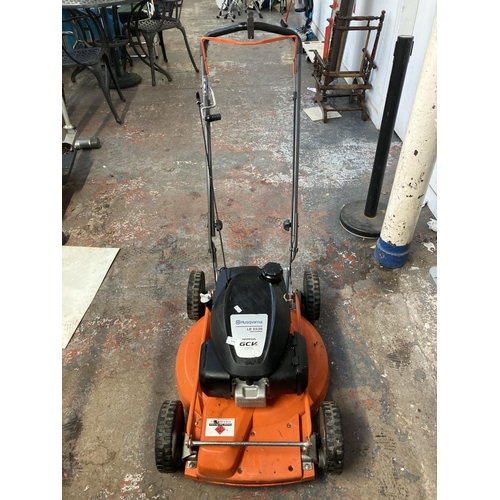 1225 - A black and orange Husqvarna LB553S professional petrol lawnmower with Honda GCK170 engine