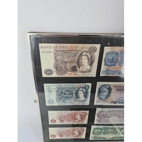 125 - Two frames containing a selection of vintage Bank of England notes