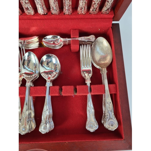 130 - A cutlery box containing 61 pieces of Kings pattern cutlery