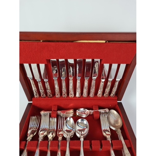 130 - A cutlery box containing 61 pieces of Kings pattern cutlery