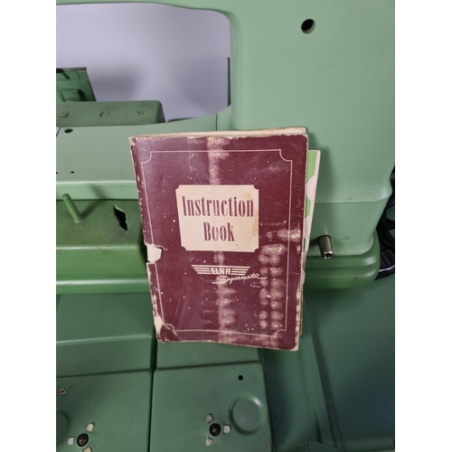 131 - A cased vintage green Elna Supermatic electric sewing machine