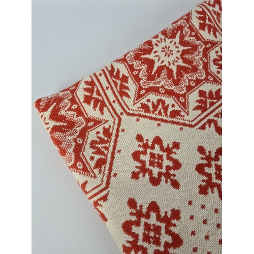 134 - A vintage Welsh style red and white reversible blanket - approx. 140cm x 108cm