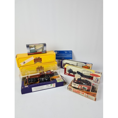 159 - A collection of various model toys to include Airfix 0-4-0 Saddle tank, Corgi Trackside Ruston Bucyr... 