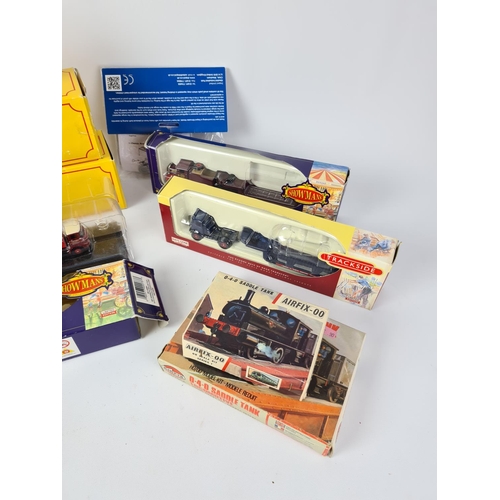 159 - A collection of various model toys to include Airfix 0-4-0 Saddle tank, Corgi Trackside Ruston Bucyr... 