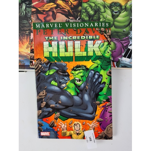 189 - A collection of thirteen Hulk Marvel books to include seven volumes of Marvel Visionaries The Incred... 