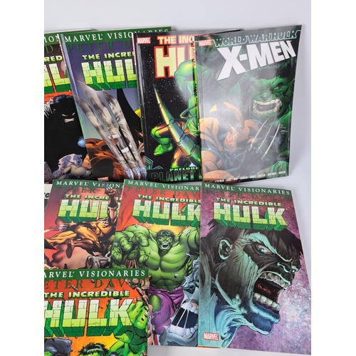 189 - A collection of thirteen Hulk Marvel books to include seven volumes of Marvel Visionaries The Incred... 