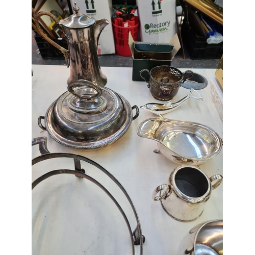 195 - A collection of various metalware to include JD & S EPNS coffee pot, Mancah Rhodes & Sons Ltd. EPNS ... 