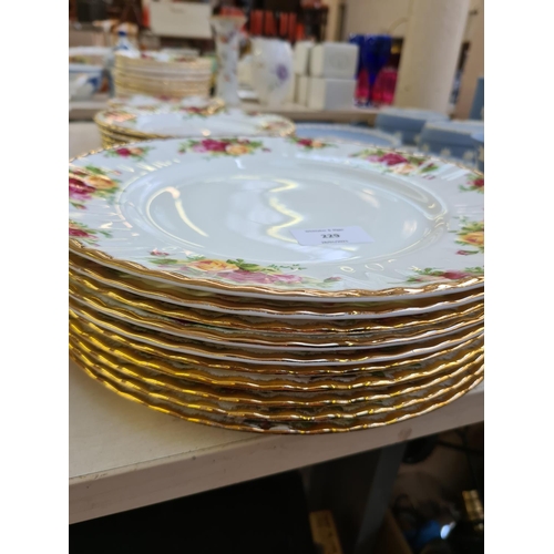 229 - Approx. 45 pieces of Royal Albert Old Country Roses dinnerware comprising 10 dinner plates (26cm), 1... 