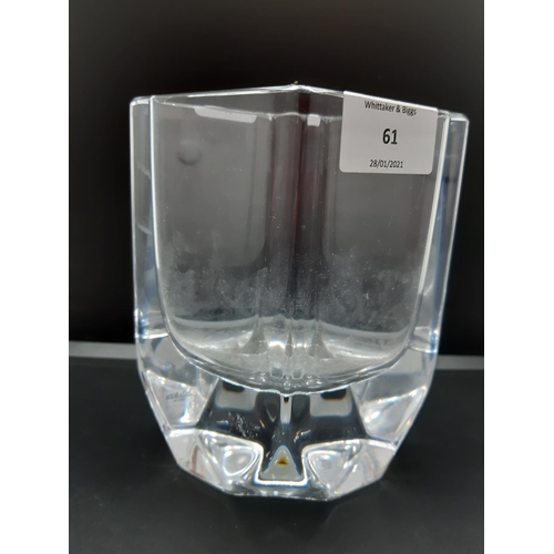 61 - A Kosta Boda clear glass vase with signature to base - approx. 13cm high x 11cm wide