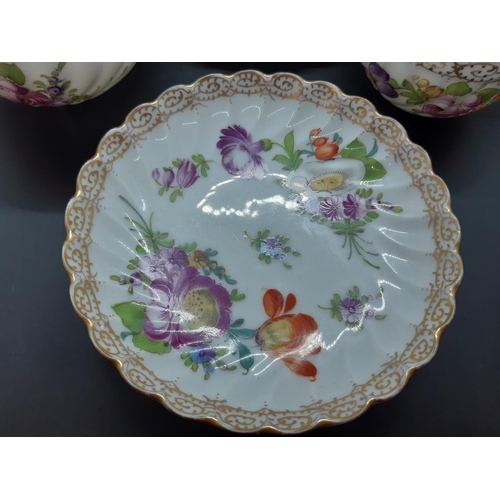 78 - Five pieces of Dresden hand painted porcelain to include three early 20th century items painted on H... 