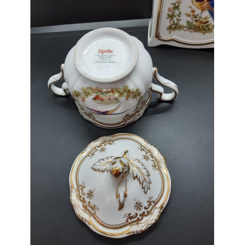 79 - Two pieces of Spode Chelsea Bird china to include lidded twin handled bowl and lidded jar - approx. ... 