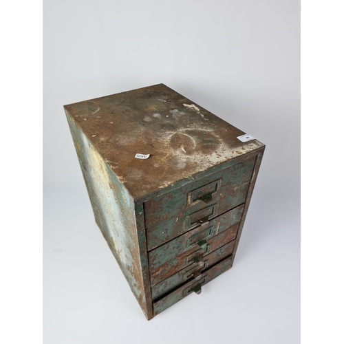 89 - A 1950s green metal six drawer index filing cabinet - approx. 41cm high x 27cm wide x 37cm deep