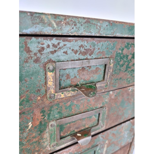 89 - A 1950s green metal six drawer index filing cabinet - approx. 41cm high x 27cm wide x 37cm deep