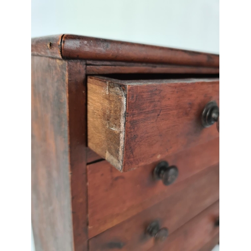 91 - An antique wooden apprentice chest of drawers - approx. 34.5cm wide x 36cm high x 16cm deep