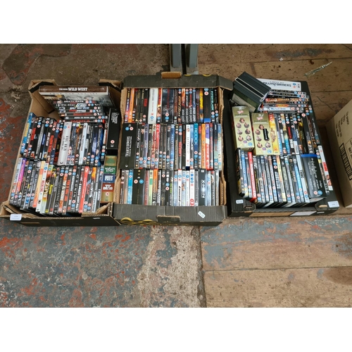 1294 - Three boxes of DVDs to include Twilight, Transformers and X-Men box sets, original Italian Job, The ... 