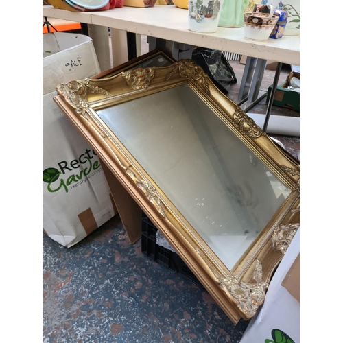 1302 - A large mixed lot to include gilt framed antique style bevelled edge mirror, glassware, pictures, ar... 