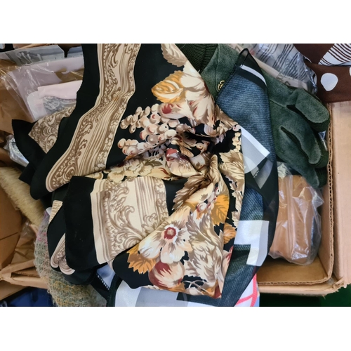 1328 - One box containing vintage handkerchiefs, ladies gloves, clothes brush etc.