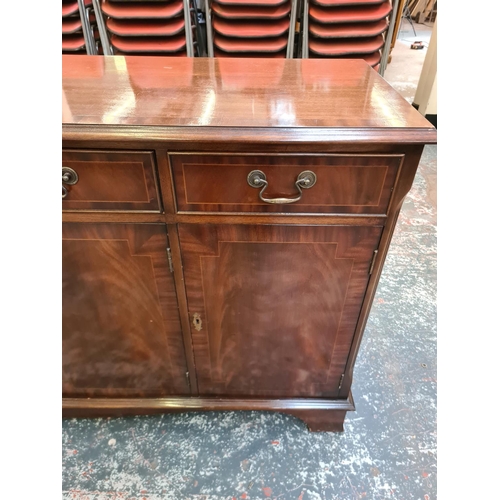 296 - An antique style mahogany sideboard - approx. 151cm wide x 83cm high x 45cm deep