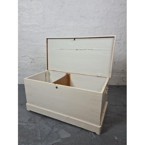 297 - A vintage white painted blanket box - approx. 76cm wide x 35cm high x 40cm deep