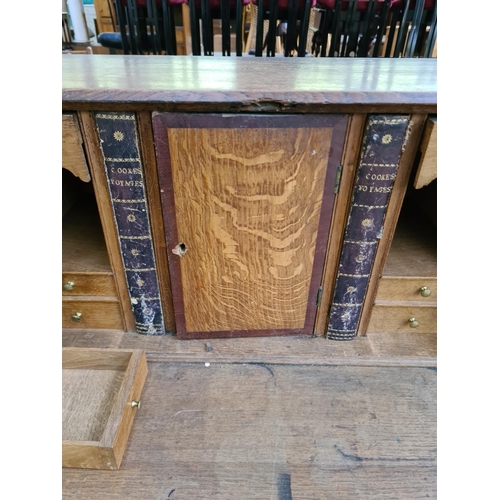 308 - A George III oak bureau - approx. 106cm wide x 54cm deep x 117cm high